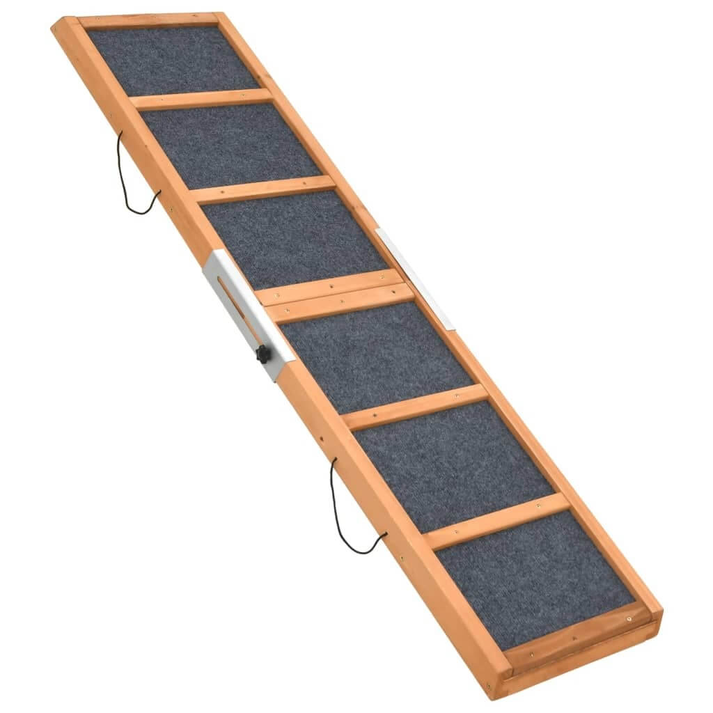 Adjustable-Dog-Ramp-Grey-Collapsible-Wooden-Ramp