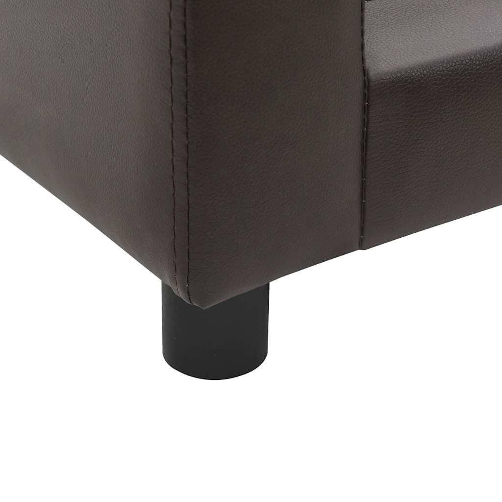 Close-up of Brown Dog Sofa Plush and Faux Leather anti-slip leg, durable pet furniture