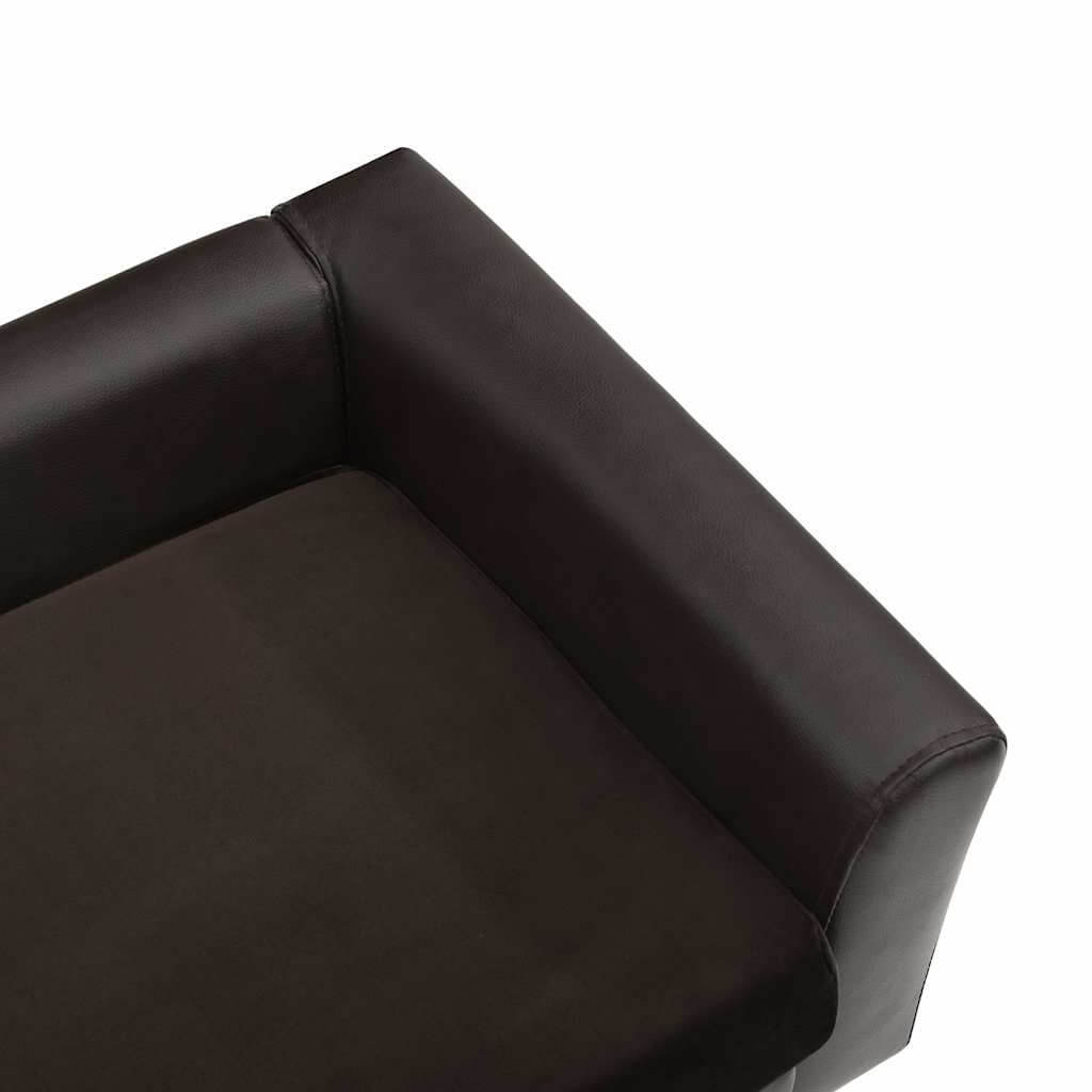 Brown Dog Sofa with plush cushion and faux leather armrest, DomusDog pet furniture