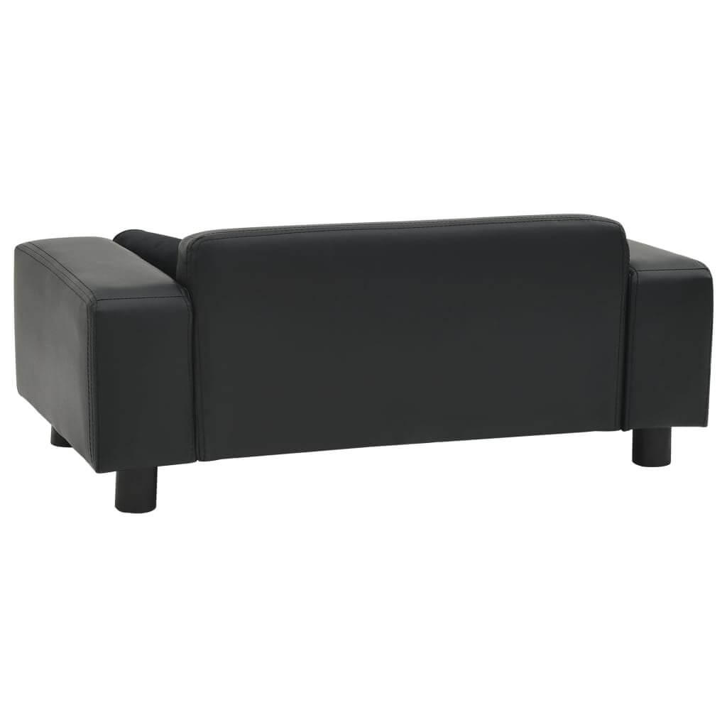 DomusDog Dog Sofa Faux Leather and Plush Upholstery shown from the back, black finish