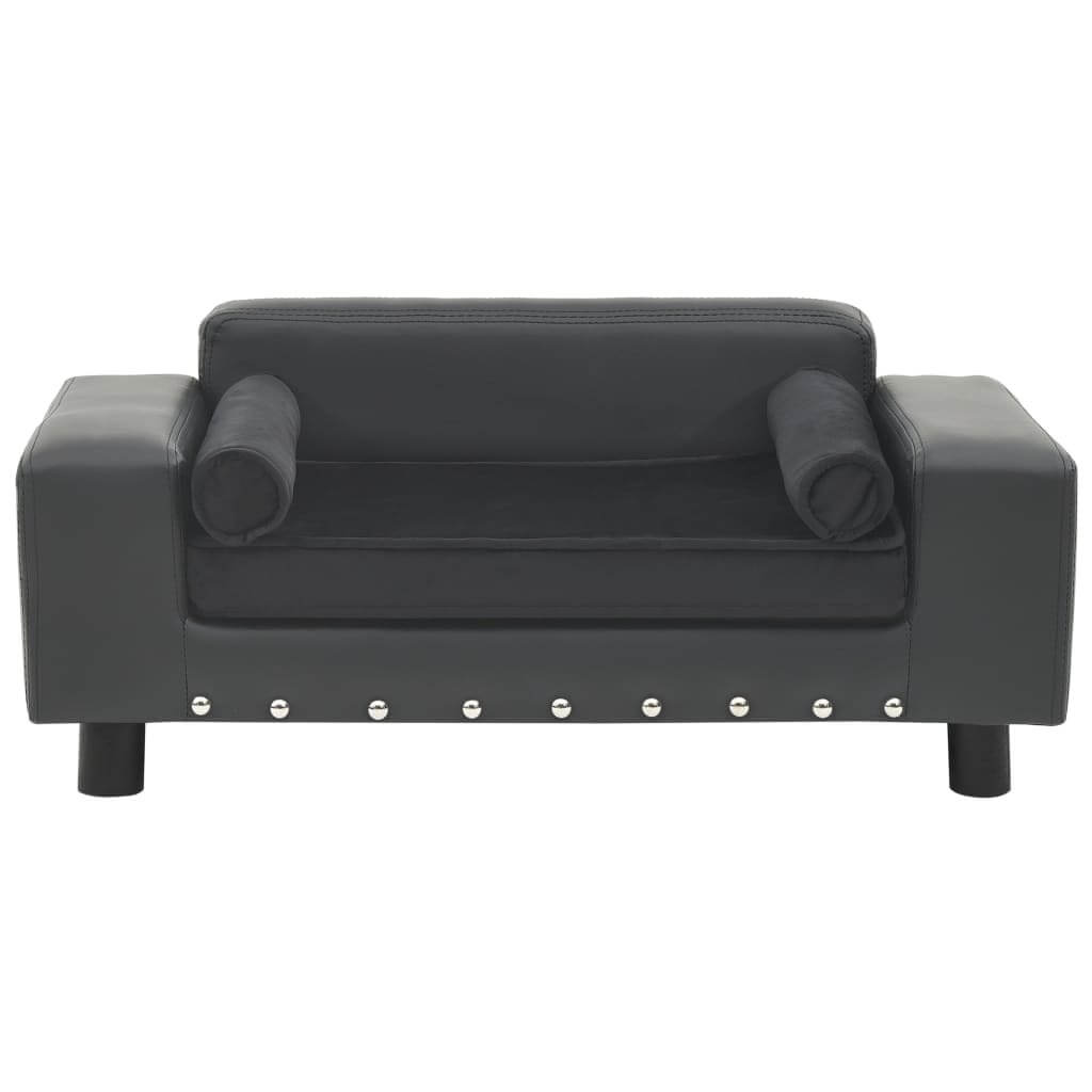DomusDog Dog Sofa in dark grey faux leather and plush upholstery, modern pet furniture