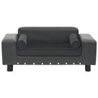 DomusDog Dog Sofa in dark grey faux leather and plush upholstery, modern pet furniture