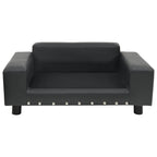 Dog Sofa Faux Leather and Plush Upholstery in dark grey with removable cushion, DomusDog