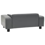 Back view of the DomusDog Dog Sofa in grey faux leather and plush upholstery