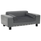 DomusDog Dog Sofa Faux Leather and Plush Upholstery in grey, modern pet furniture