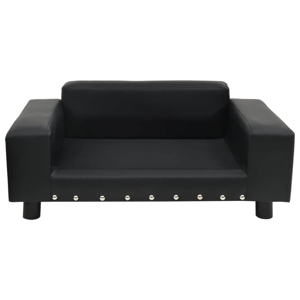 Dog-Sofa Faux Leather and Plush Upholstery dog sofa with removable cushion, black modern design