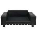 Dog-Sofa Faux Leather and Plush Upholstery dog sofa with removable cushion, black modern design