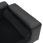 DomusDog dog sofa features black faux leather and plush upholstery texture