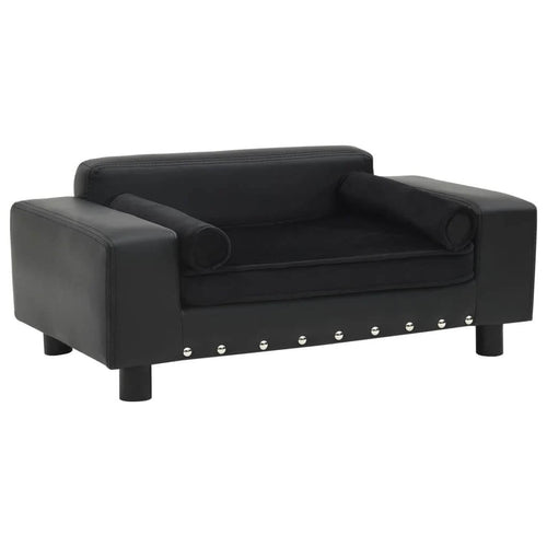 DomusDog Dog Sofa with faux leather and plush upholstery, modern black pet furniture