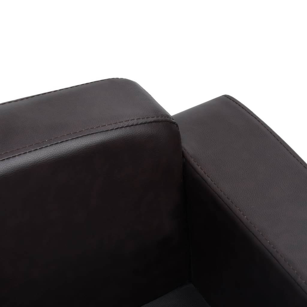 Dog Sofa Faux Leather features brown textured upholstery and detailed stitching
