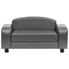 Dog Sofa Faux Leather by DomusDog, modern grey dog furniture front view