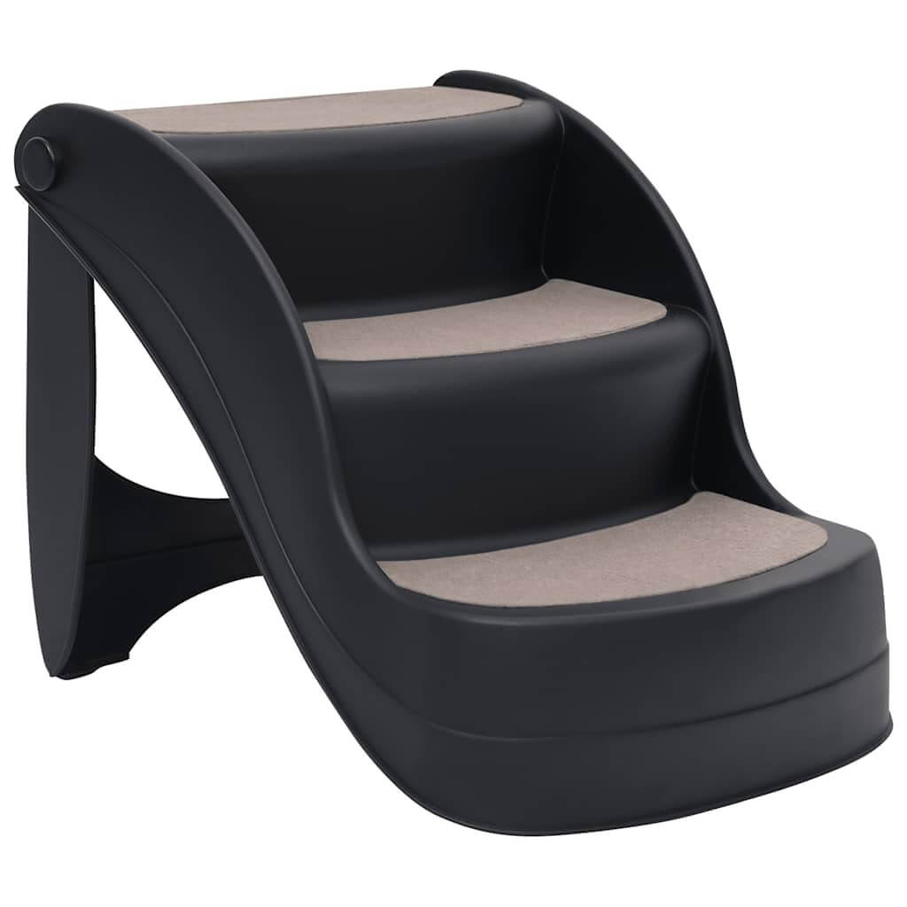 Foldable 3-Step Dog Stair Black Non-Slip Dog Steps, modern pet furniture from DomusDog