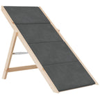 Foldable Dog Steps Grey Solid Wood Pet Stair with grey cushioned surface by DomusDog