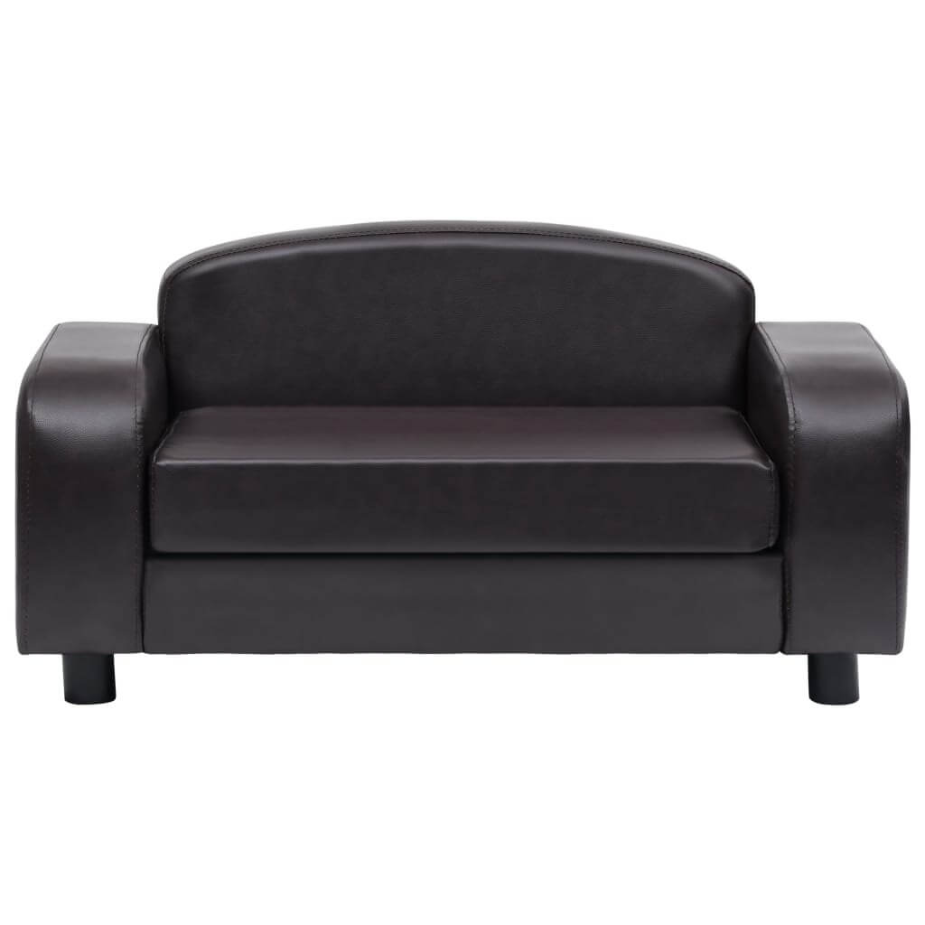 Large Dog Sofa Faux Leather in black, modern pet furniture by DomusDog, front view