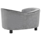 Luxury Dog Sofa with Solid Fir Wood Frame, curved gray back, modern pet furniture