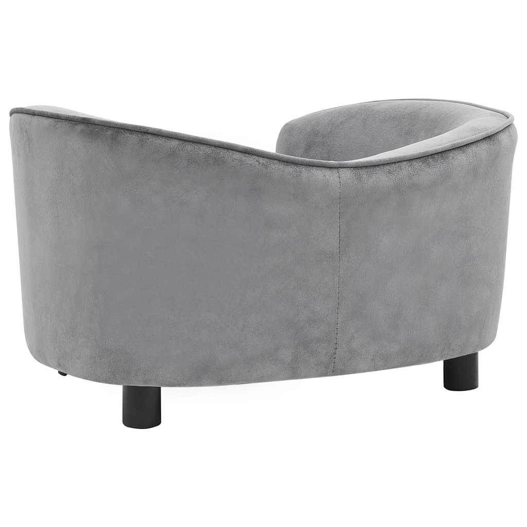 Luxury Dog Sofa with Solid Fir Wood Frame, curved gray back, modern pet furniture