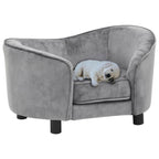 Luxury Dog Sofa with Solid Fir Wood Frame in grey, featuring a puppy sleeping on it
