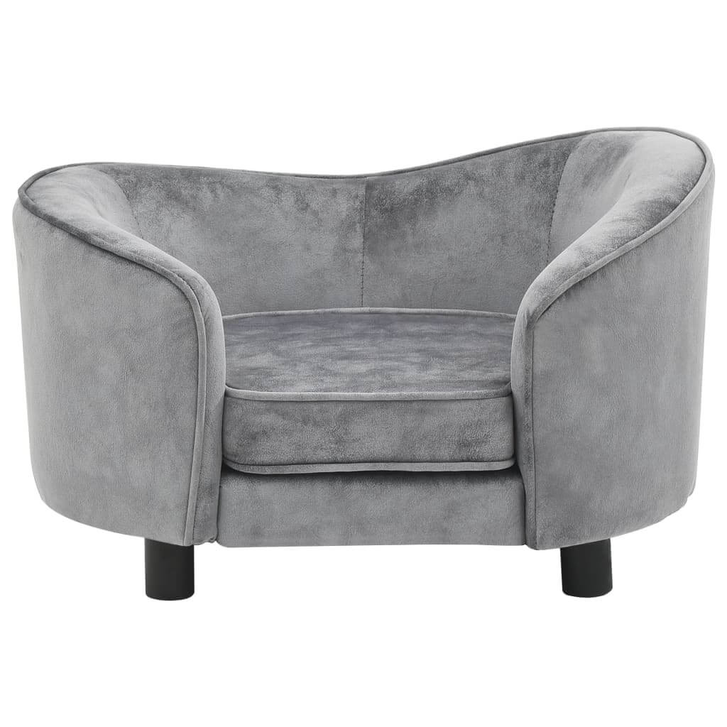Luxury Dog Sofa with Solid Fir Wood Frame in grey suede, modern pet furniture by DomusDog