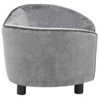 Luxury Dog Sofa with Solid Fir Wood Frame in grey suede finish, modern round design