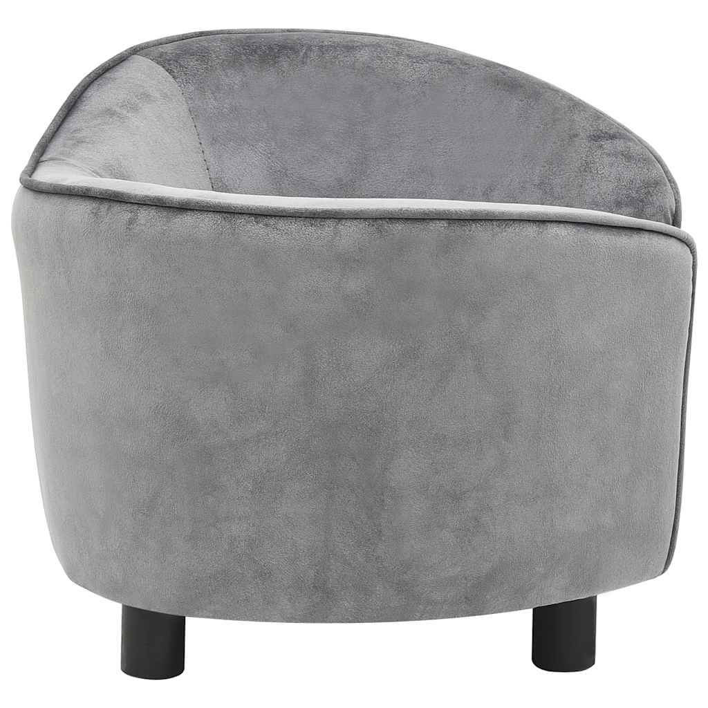 Luxury Dog Sofa with Solid Fir Wood Frame in grey suede finish, modern round design