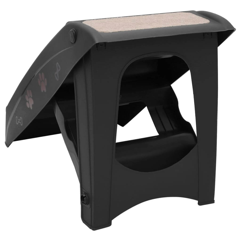 Medium Foldable Dog Steps Black Non-Slip Pet Stairs by DomusDog, sturdy black pet furniture