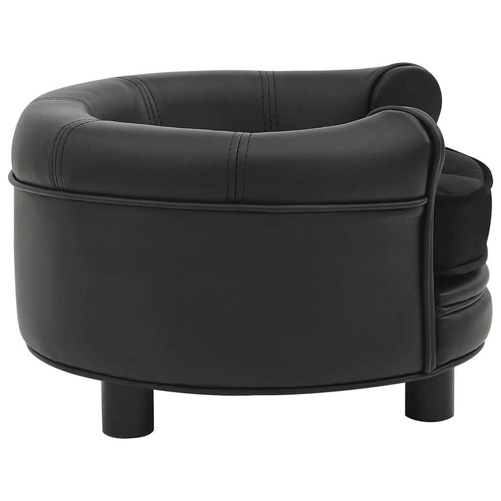 Round Dog Sofa Black Faux Leather with Plush Cushion modern dog furniture by DomusDog