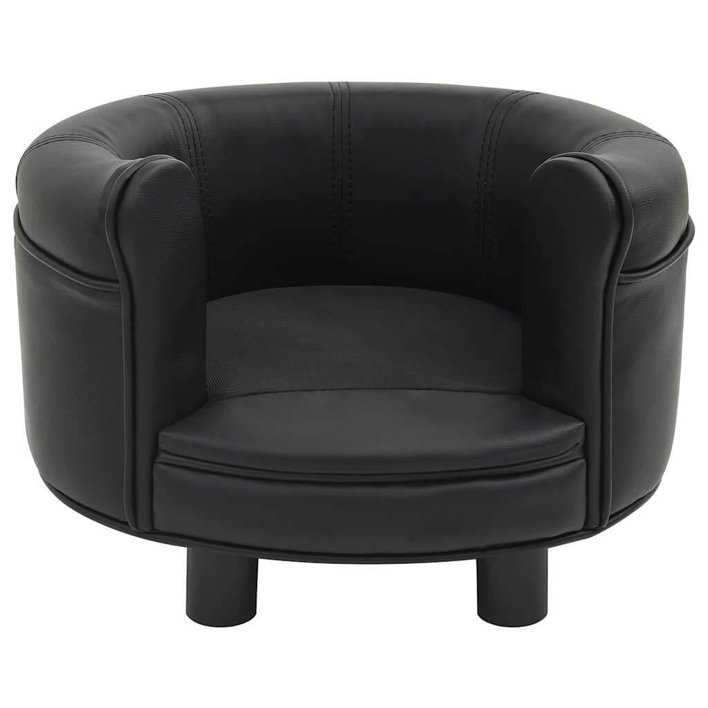 Round Dog Sofa Black Faux Leather with removable plush cushion, modern dog furniture by DomusDog