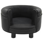 Round Dog Sofa Black Faux Leather with removable plush cushion, modern dog furniture by DomusDog