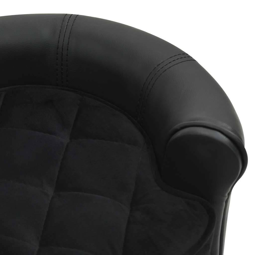 Round Dog Sofa in black faux leather with plush cushion, DomusDog modern pet furniture