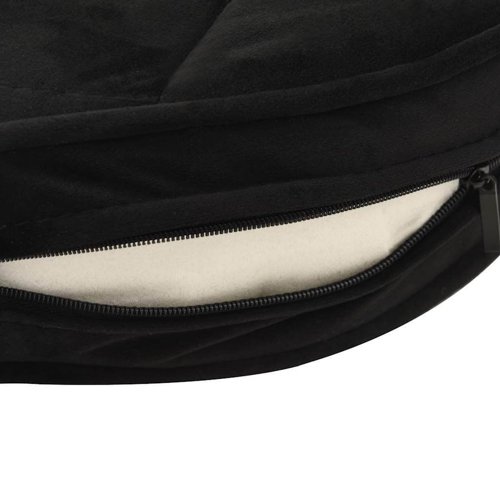 Round Dog Sofa Black Faux Leather with plush cushion and visible zippered cover