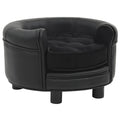 Round Dog Sofa Black Faux Leather with Plush Cushion, modern dog furniture by DomusDog