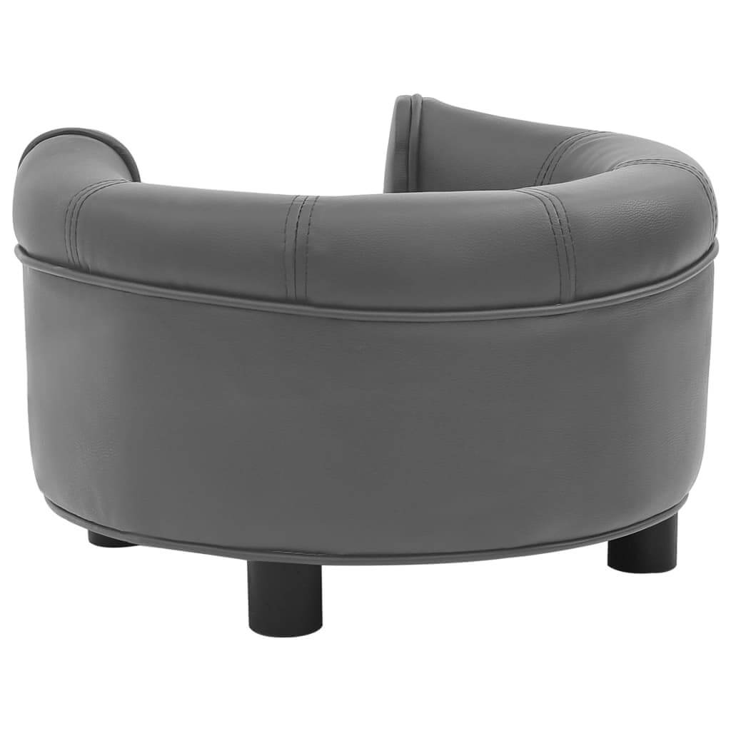 Round Dog Sofa grey faux leather with plush cushion, modern elevated pet furniture by DomusDog