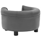 Round Dog Sofa grey faux leather with plush cushion, modern elevated pet furniture by DomusDog