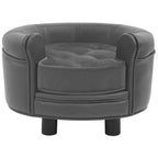 Round Dog Sofa grey faux leather with plush cushion, modern pet furniture by DomusDog
