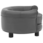Round Dog Sofa in grey faux leather with plush cushion by DomusDog, modern pet furniture