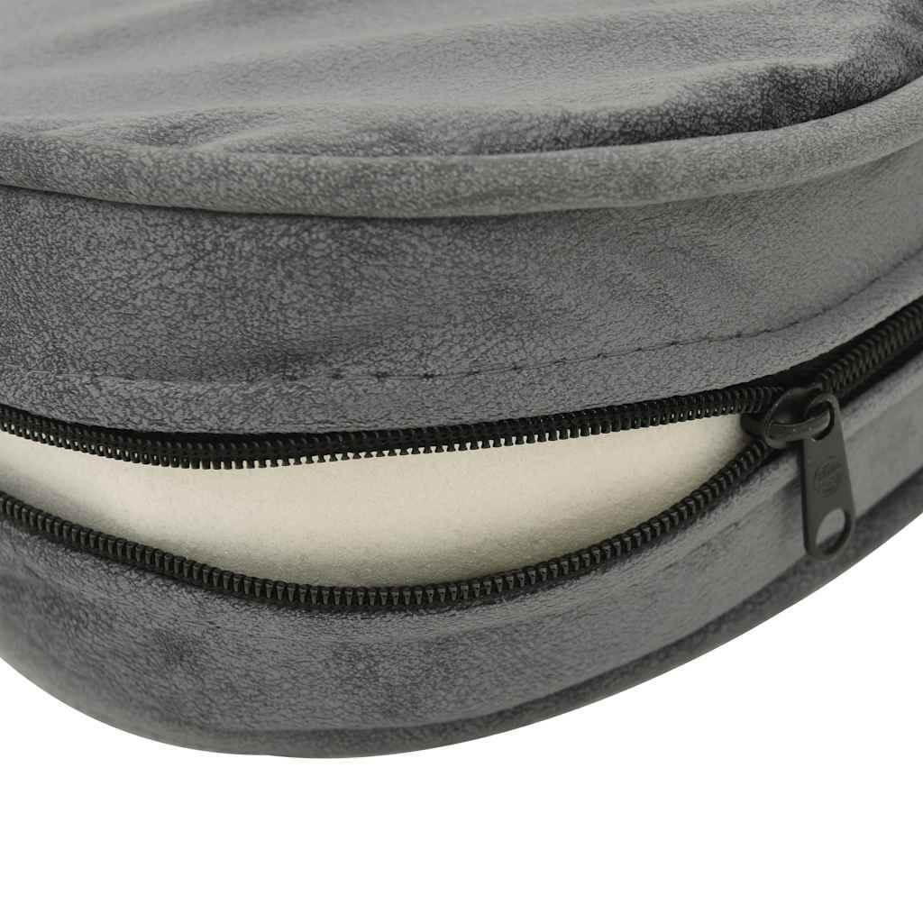 Round Dog Sofa grey faux leather with plush cushion and zipper detail from DomusDog
