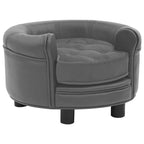 Round Dog Sofa grey faux leather with plush cushion, modern dog furniture by DomusDog